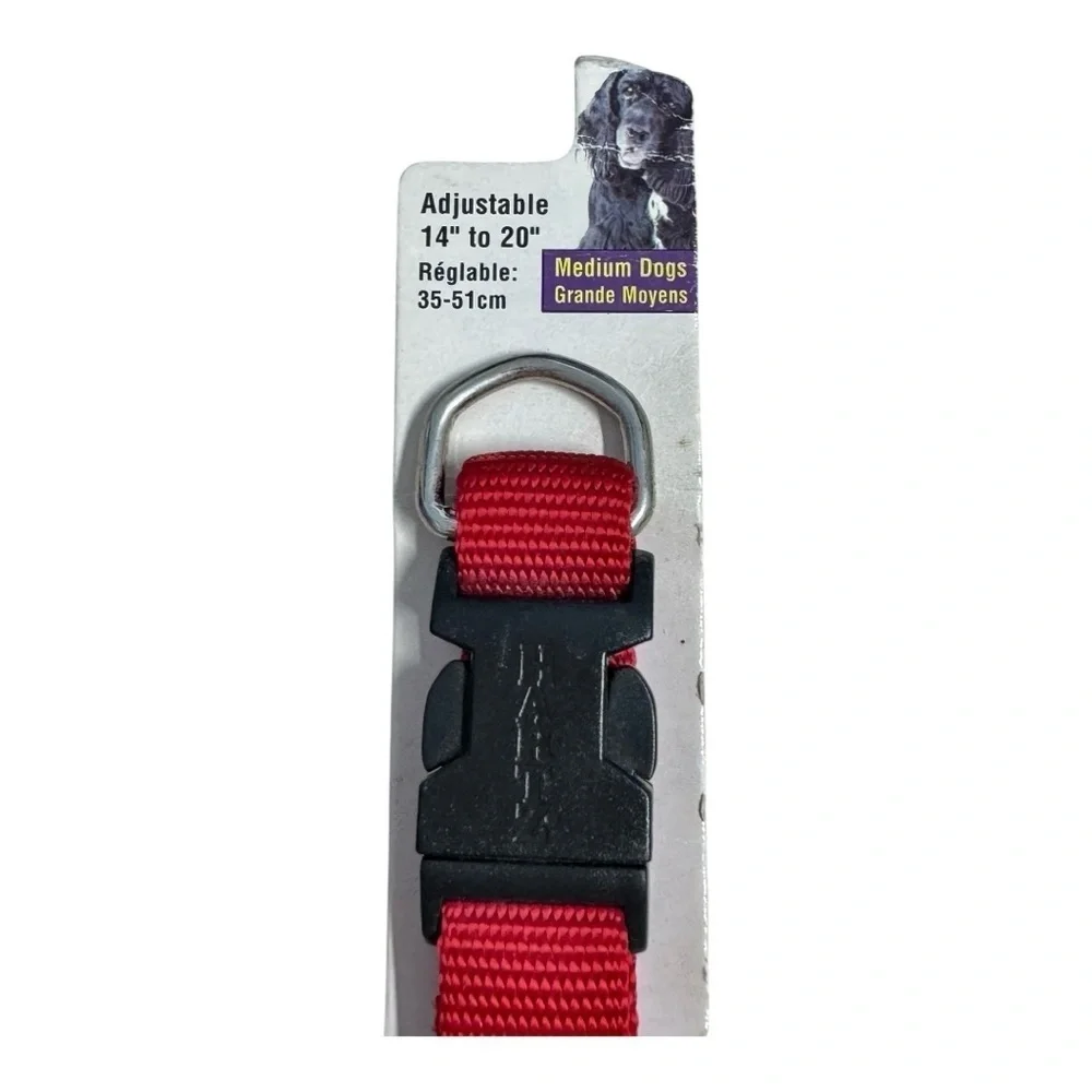 New Hartz Adjustable Dog Collar Medium Size Adjustable 14-20 inches Red